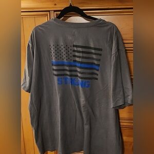 STRONG Men's Charcoal       Grey T-Shirt ( Blue Line)